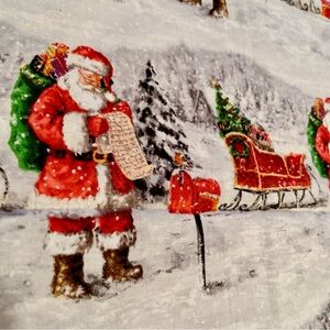 Christmas Fabric Piece / Raw Cut Holiday Santa Fabric / Fabric For DIY Crafts.